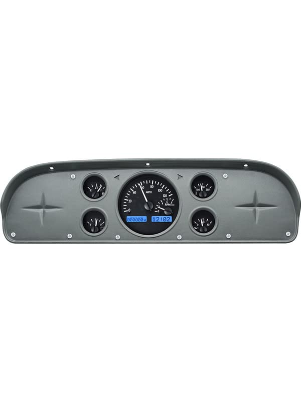 Dakota Digital VHX-57F-PU-K-B Analog Dash Gauge System Compatible with 1957-60 Ford Pickup Truck Black Alloy Blue Backlighting