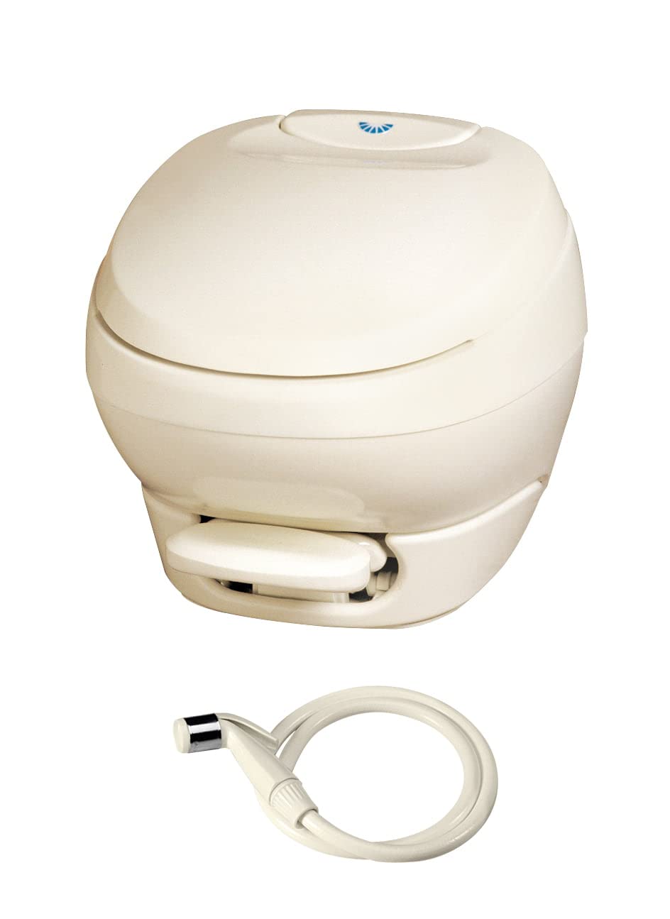 Thetford Aqua-Magic RV Toilet Pedal Flush with Water Saver / Low Profile / Parchment - Thetford 31121