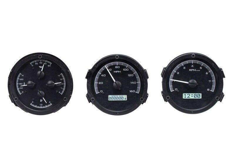 Dakota Digital VHX Analog Gauge System Black Alloy White Backlighting Compatible with 1968 Oldsmobile Cutlass, F-85 and 444 VHX-68O-CUT-K-W