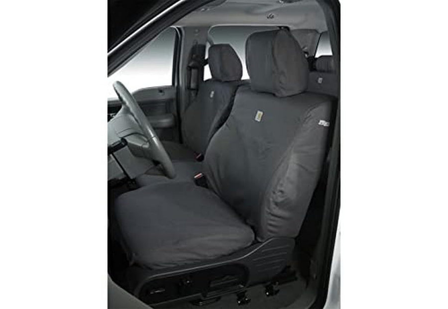 Covercraft Custom Seat Covers Carhartt SeatSaver | Fits 2019-2023 Ford Ranger Crew Cab | 1st Row Bucket Seats, Duck Weave Gravel