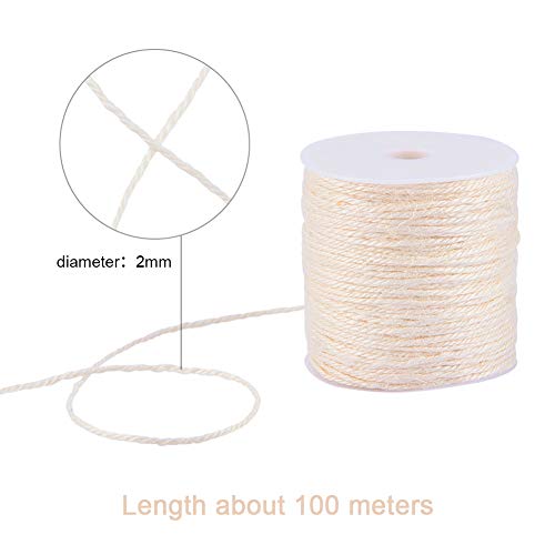 1 Roll JEWELEADER 109 Yards Colored Jute Twine Arts and Crafts Hemp Cord 2mm Packing String Rope for Jewelry Making Wedding Invitations Christmas Bottle Decoration Gardening Bundling Lemon Chiffon