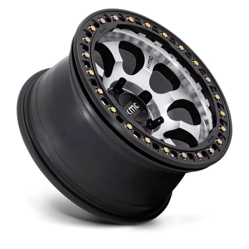 KMC Wheels 17X8.5 RIOT BEADLOCK 6X1354.75 0mm MACHINED FACE SATIN BLACK WINDOWS WITH SATIN BLACK RING - KM237DB17856300