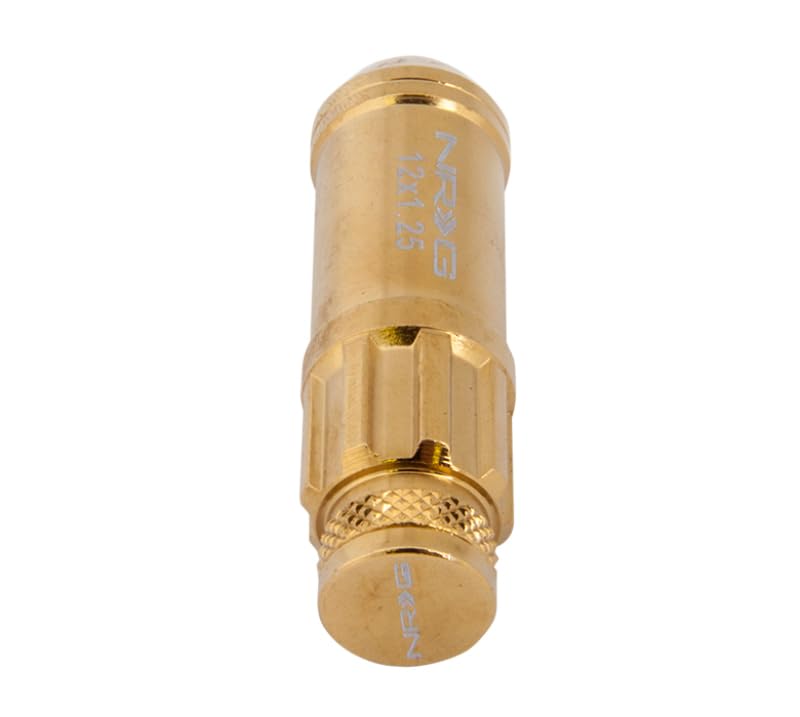 700 Series NRG M12 X 1.25 Steel Lug Nut w/Dust Cap Cover Set 21 Pc w/Locks & Socket - Chrome Gold