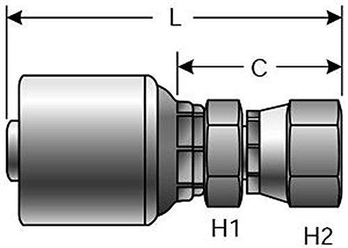 Gates XBULK 12G-12FSX MegaCrimp Couplings, Female SAE 45 Flare Swivel, Zinc Plated Carbon Steel, 3.68", 3/4" ID (Pack of 50)