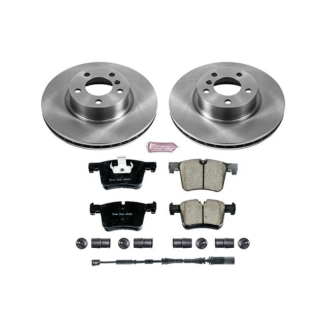 Power Stop Autospecialty KOE6038 Front Replacement Brake Kit-OE Brake Rotors & Ceramic Brake Pads and 1 Front Sensor Wire For BMW X3 2011-2017, BMW X4 2015-2018 [Model Specific]