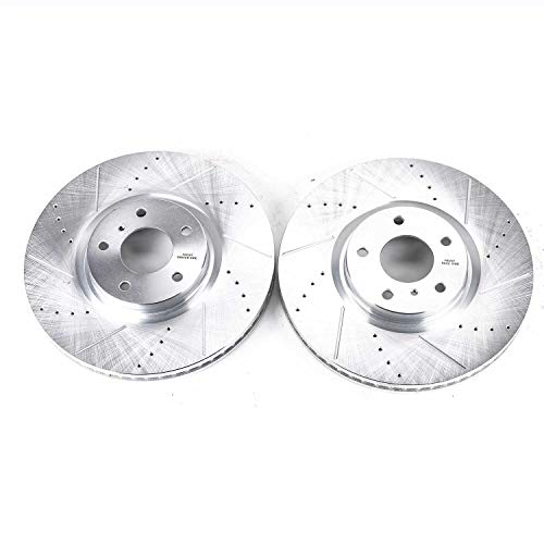 Power Stop Front JBR1195XPR Drilled & Slotted Rotor Pair For INFINITI G35 2007-2008, INFINITI G37 2008-2013, INFINITI Q60 2014-2016 [Model Specific]