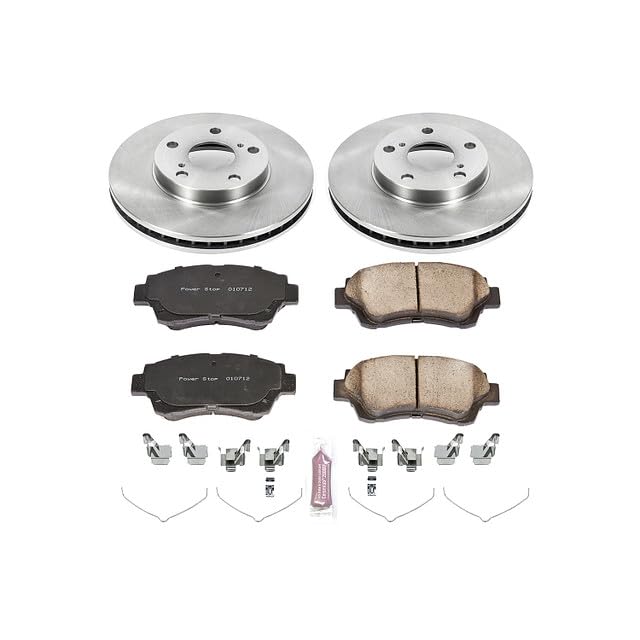 POWERSTOP Autospecialty KOE1054 Front Replacement Brake Kit-OE Brake Rotors & Ceramic Brake Pads For Lexus ES300, Toyota Avalon, Toyota Camry, Toyota Camry [Model Specific]