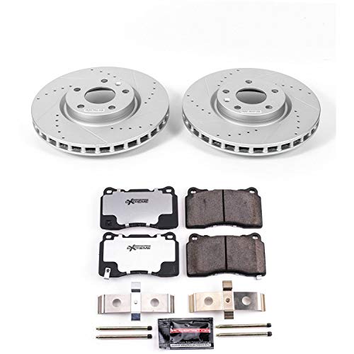 Power Stop K6528-26 Z26 Carbon Fiber Brake Pads Front with Drilled & Slotted Brake Rotors Kit For Chevrolet Corvette 2014-2016 [Model Specific]