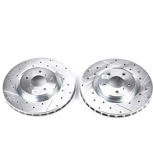 Power Stop Front JBR1107XPR Drilled & Slotted Rotor Pair For INFINITI G35 2003-2004, Nissan 350Z 2003-2009 [Model Specific]