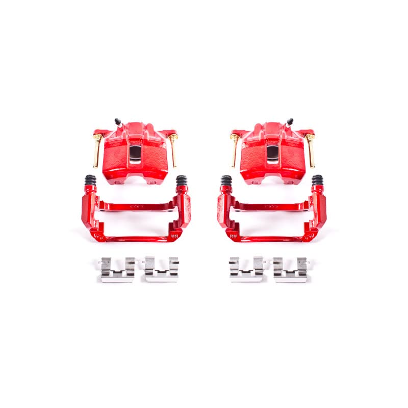 Power Stop S2668 Front Pair of High-Temp Red Powder Coated Calipers for Honda Accord 2003-2007 [Model Specific]