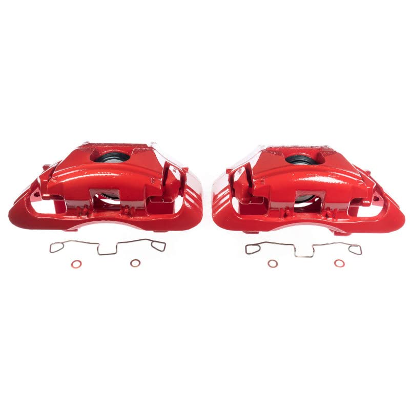 Power Stop Pair of High-Temp Red Powder Coated Calipers Front For Audi A6 2003-2004 [Model Specific]