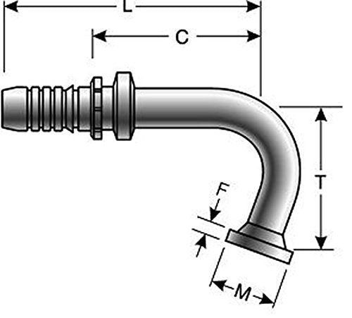 Gates GlobalSpiral 12GS-12FL110-064 Couplings, Code 61 O-Ring Flange, Zinc Plated Carbon Steel, 5.16", 110° Bent Tube, 3/4" ID
