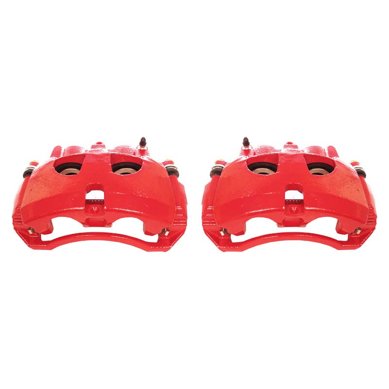Power Stop S5172 Red Powder Coated Front Calipers Pair For 2009 2010 Dodge Ram 2500 3500 | 2011 2012 2013 2014 2015 2016 2017 2018 Ram 2500 Ram 3500