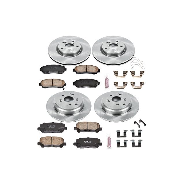 Power Stop Front and Rear KOE5858 Autospecialty Replacement Brake Kit Brake Rotors and Ceramic Brake Pads For 2011 2012 2013 2014 Honda Odyssey