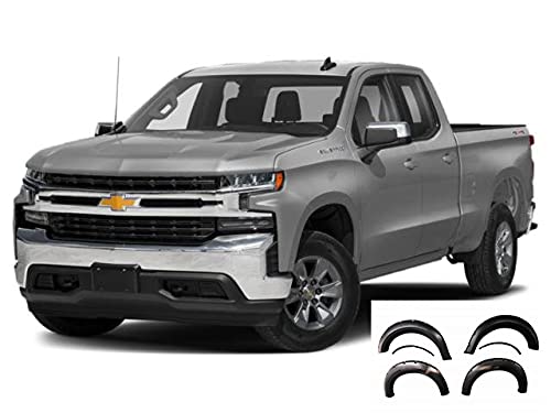 FENDER FLARES Black RIVETED Style Compatible with 2019-2023 Chevrolet Silverado 1500 FF-CHSIL19-SM