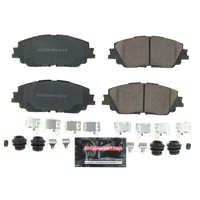 Power Stop Z23-2076 Z23 Evolution Sport Carbon-Fiber Infused Ceramic Brake Pads with Hardware For Lexus ES250 ES300h ES350 UX250h | Toyota Avalon Camry C-HR Rav4 Venza [Application Specific]