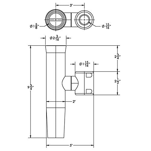 ADJUSTABLE CLAMP-ON ROD HOLDER FOR 7/8" & 1" TUBE, Stainless Steel