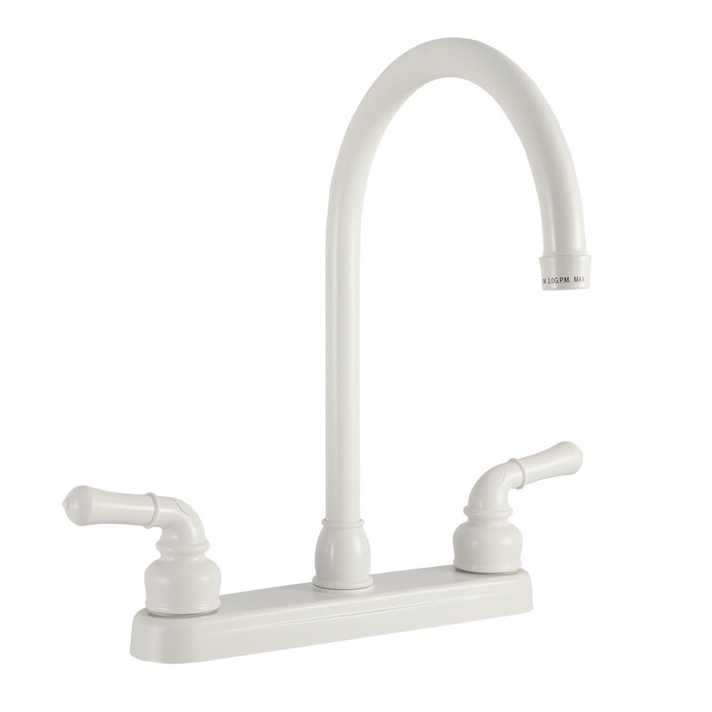 Dura Faucet RV J-Spout Kitchen Sink Faucet DF-PK330HC-WT (White)
