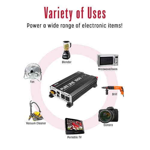 Wagan EL3804 Pure Sine Wave Inverter 1000 Watt DC 12V to 110V AC Car Power Inverter for Home RV Camping Van Life Off Grid ETL Certified