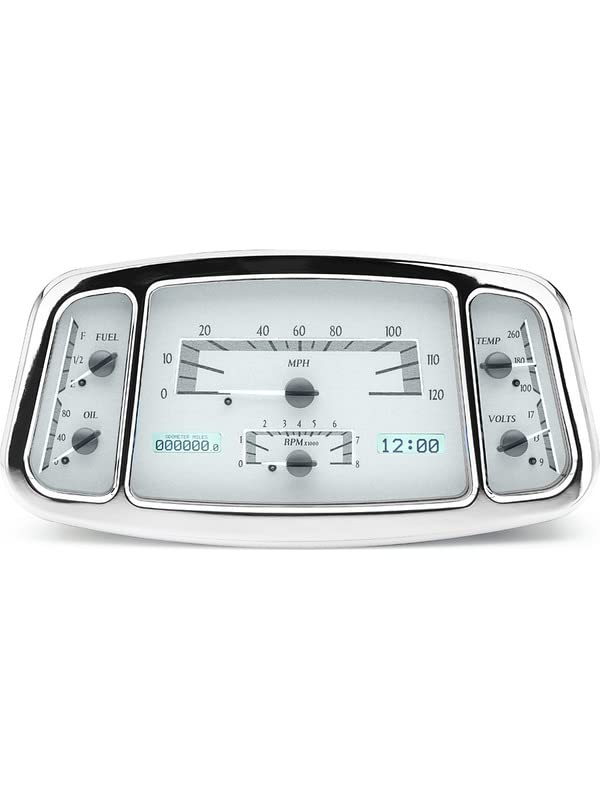 Dakota Digital VHX-33F-S-W Analog Dash Gauge System Compatible with 1933-34 Ford Car Silver Alloy/White Backlighting