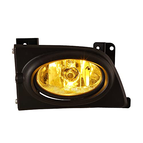 Fog Lights Winjet Compatible With 2006-2008 Honda Civic | Polycarbonate Resin Yellow With Wiring Kit Foglight Foglamp Lamps | 2007