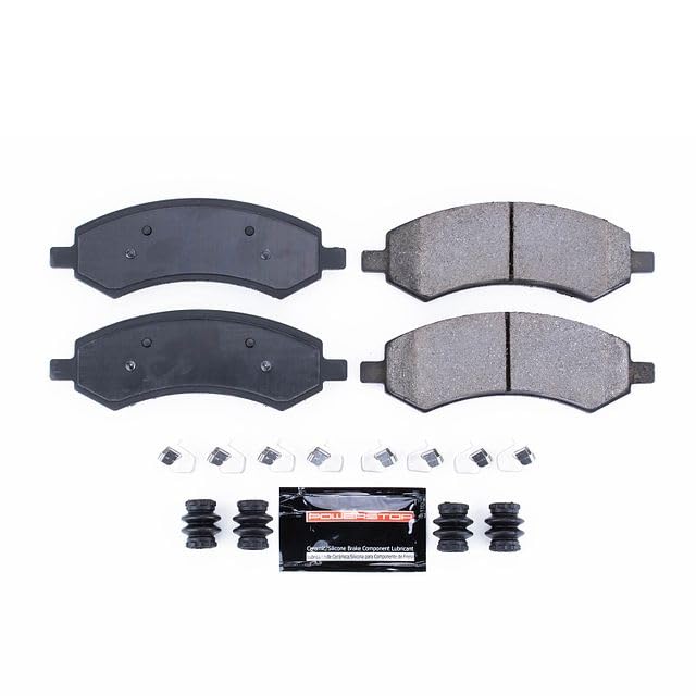 Power Stop Z23-1084 Z23 Evolution Sport Carbon Fiber Infused Ceramic Brake Pads with Hardware For Chrysler Aspen Dodge Dakota Durango Ram 1500 Jeep J8 Mitsubishi Raider [Application Specific]