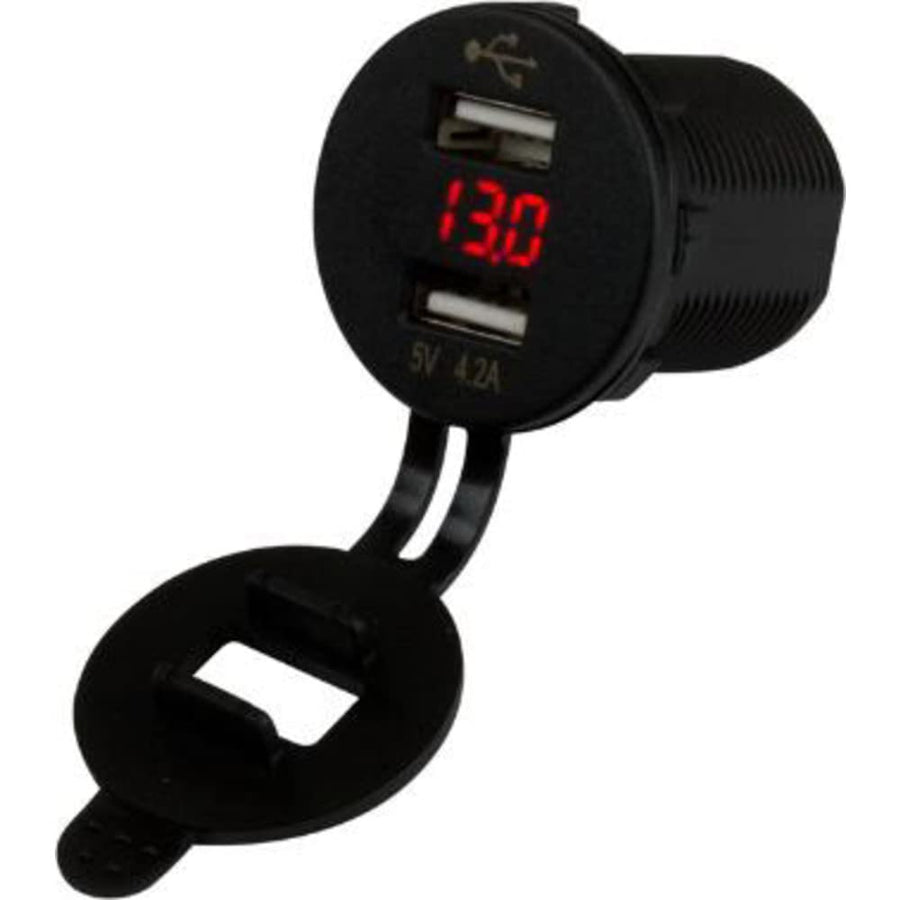 Dual USB Socket/Voltmeter Sea-Dog w/Hidden Display
