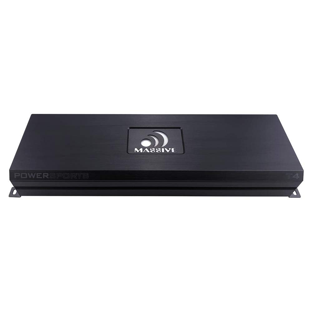 Massive Audio T4 1-Ohm Mono Block Marine Amplifier | 2000W RMS Waterproof Amp, Compact Class D Power for Boats, UTV, ATV & Outdoor Audio Systems
