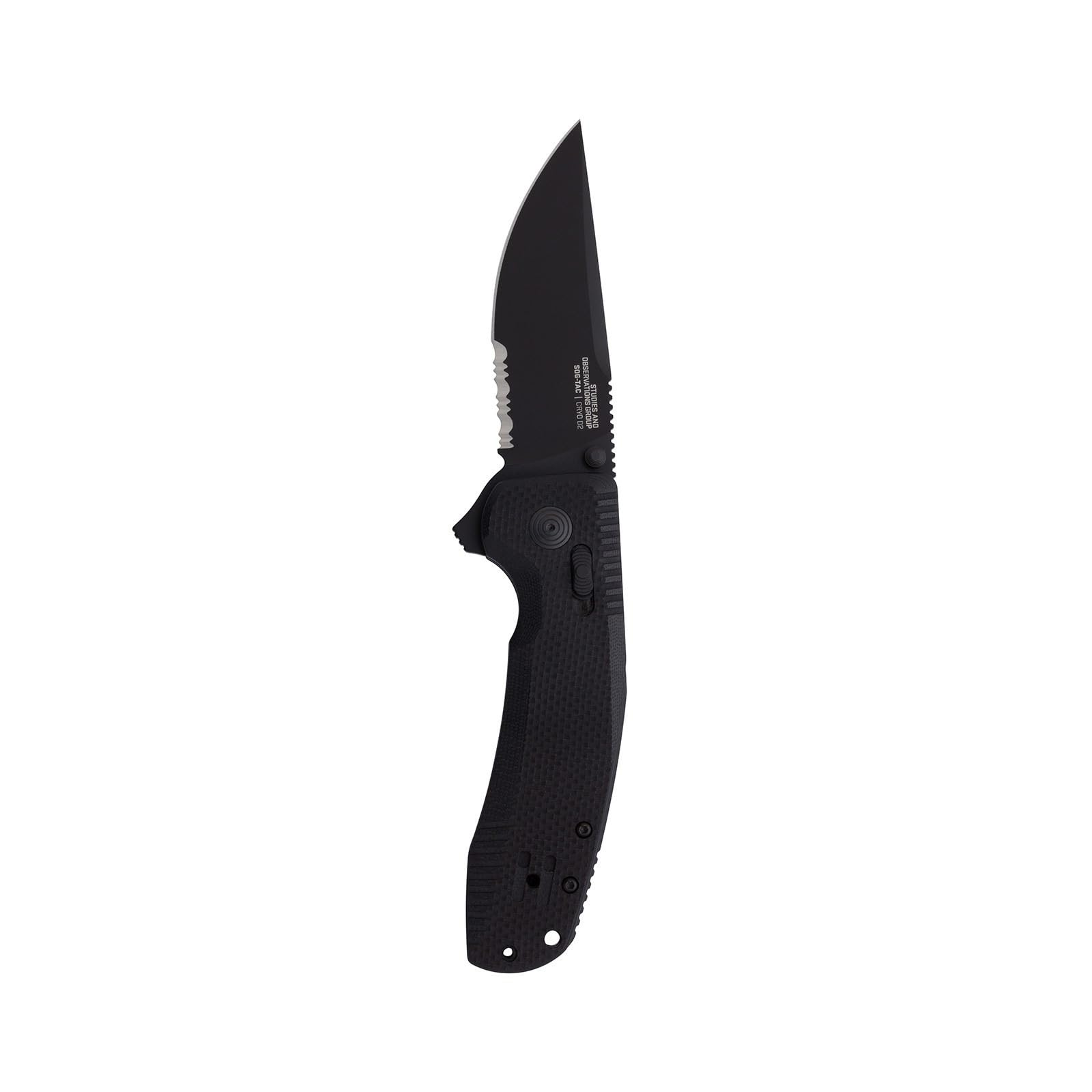 Partially Serrated SOG-TAC XR Tactical Folding Knife | 3.4" D2 Tool Steel Blade Ultra-Grip G10 Handle