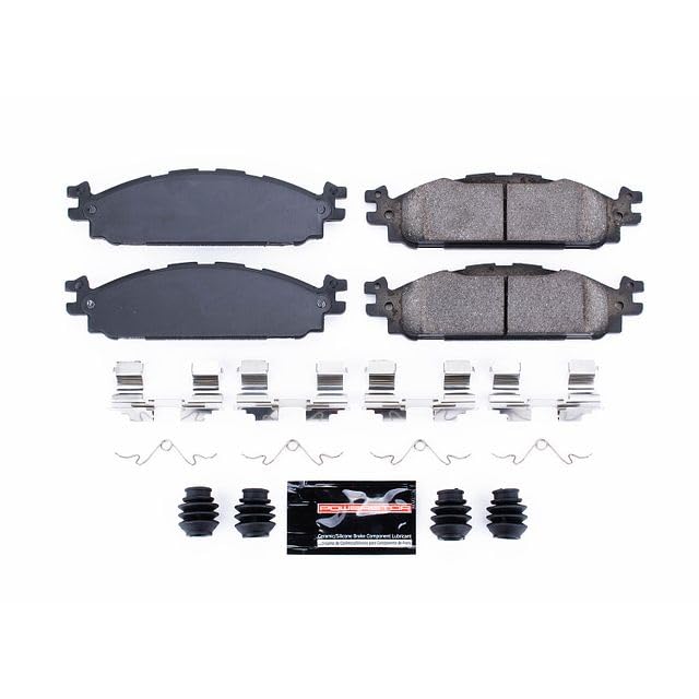 Power Stop Z23-1508 Z23 Evolution Sport Carbon Fiber Infused Ceramic Brake Pads with Hardware For Ford Explorer Flex Taurus Lincoln MKS MKT [Application Specific]