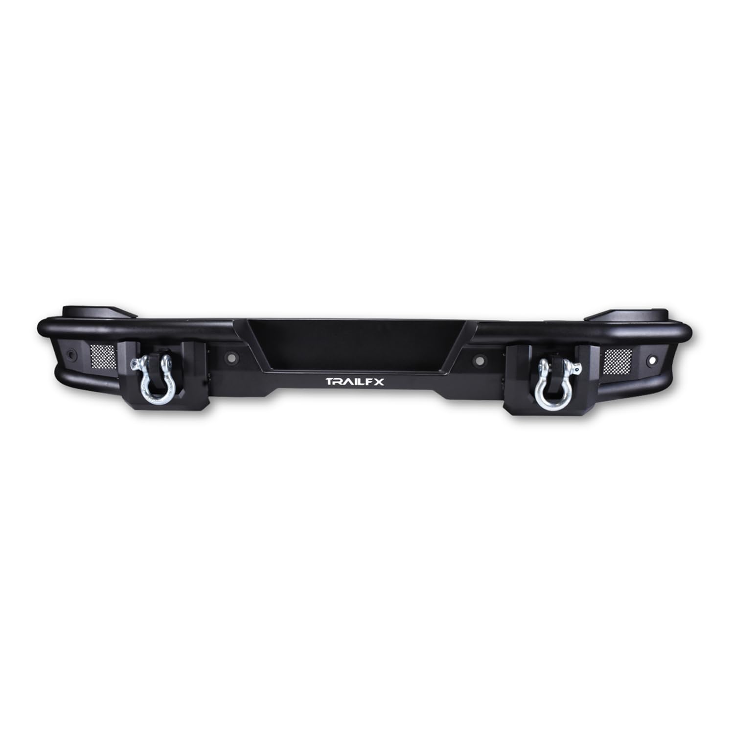 Rear Bumper TrailFX for Ford Bronco 2021-2025 Matte Black Powder Coated Steel Full Width D-Rings License Plate Bracket LED Cube Light Mounts TrailFX BR004T
