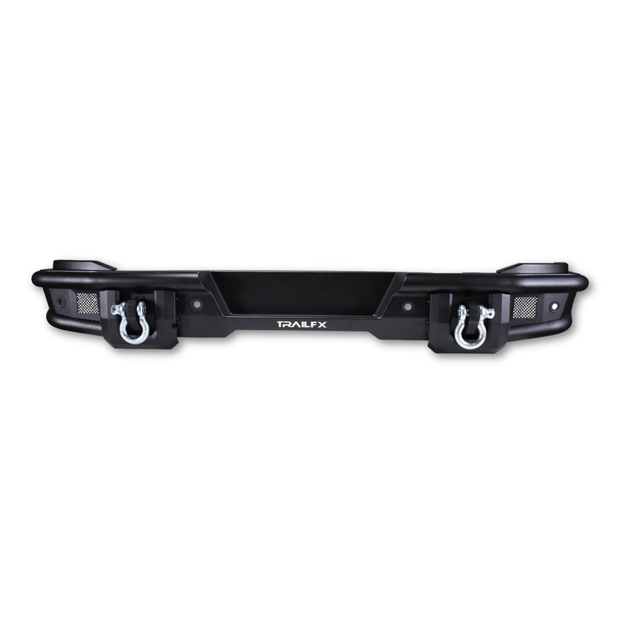 Rear Bumper TrailFX for Ford Bronco 2021-2025 Matte Black Powder Coated Steel Full Width D-Rings License Plate Bracket LED Cube Light Mounts TrailFX BR004T