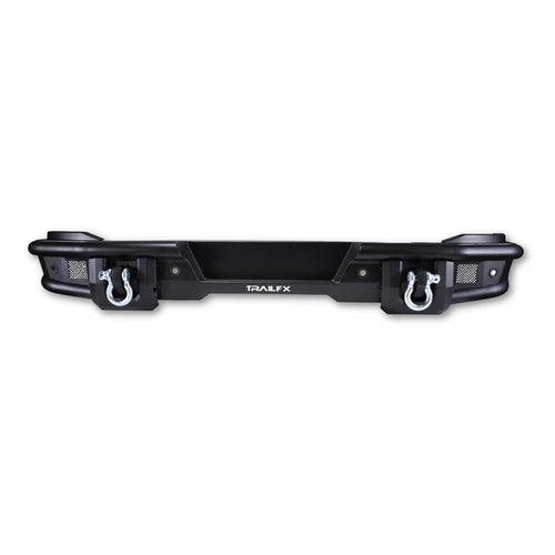 Rear Bumper TrailFX for Ford Bronco 2021-2025 Matte Black Powder Coated Steel Full Width D-Rings License Plate Bracket LED Cube Light Mounts TrailFX BR004T