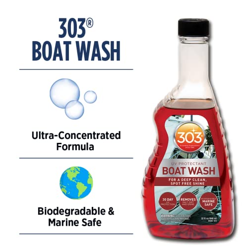 303 Products Boat Wash Marine with UV Protectant - For A Deep Clean, Spot Free Shine - 30 Day UV Protection - Removes Salt, Dirt, And Grime - 32 fl. oz. (30586)