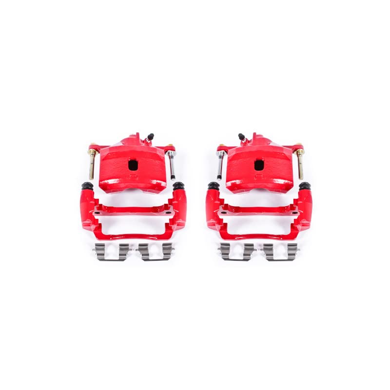 Power Stop Pair of High-Temp Red Powder Coated Front Calipers For Acura EL 1997-2000, Honda Civic 1996-2011, Honda Insight 2010-2014 [Model Specific]