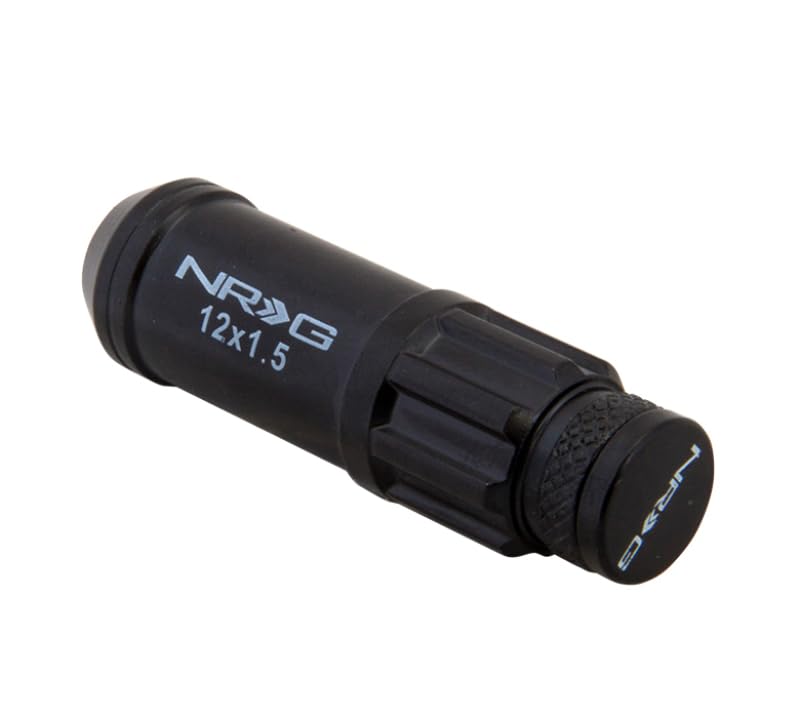 700 Series NRG M12 X 1.5 Steel Lug Nut w/Dust Cap Cover Set 21 Pc w/Locks & Lock Socket - Black