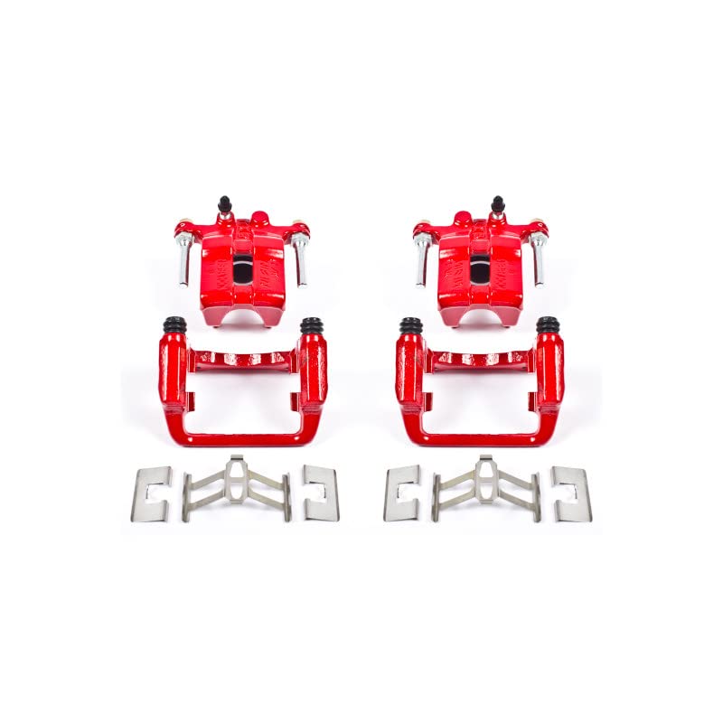Power Stop Pair of High-Temp Red Powder Coated Rear Calipers For Acura RL 1999-2004 [Model Specific]
