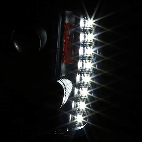 Black Smoke SPEC-D TUNING Projector Headlights w/LED Compatible with 2002-2009 Chevy Trailblazer, Left + Right Pair Headlamps Assembly