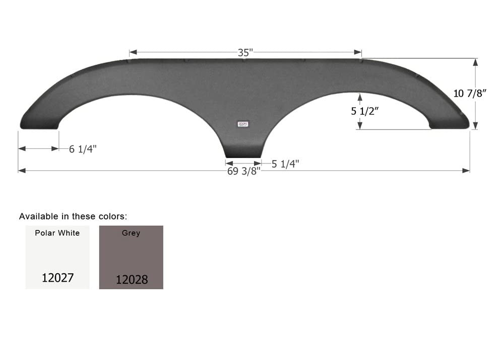 Tandem Axle Fender Skirt ICON 12028 FS2027 for Forest River - Gray