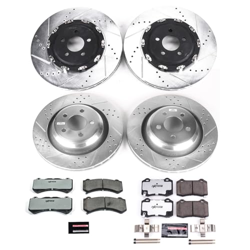 Power Stop K6794-26 Z26 Carbon Fiber Brake Pads Front and Rear with Drilled & Slotted Brake Rotors Kit For Dodge Challenger 2015-2020, Dodge Charger 2015-2020 [Model Specific]