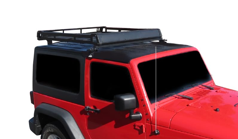 Traveler Black Horse Steel Roof Mounted Cargo Basket Rack(53.14"x49.92"x5.55") Black Compatible with 1987-2017 Jeep Wrangler|1997-2017 Jeep Wrangler|2007-2017 Jeep Wrangler-BA-JKBO