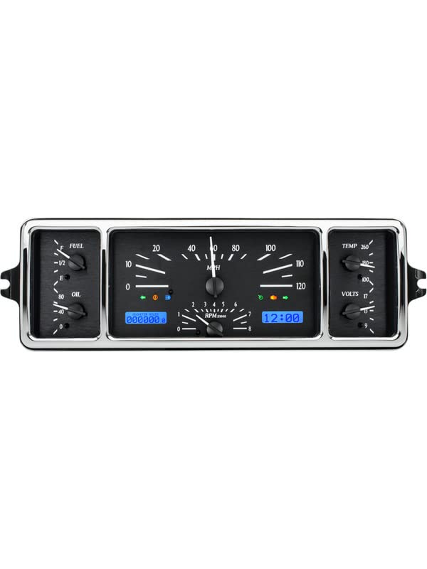 Dakota Digital VHX-39C-K-B 39 Chevy Car Analog Dash Gauges System Black Alloy / Blue