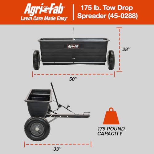 Tow-Behind Agri-Fab 45-0288 175 lb. Lawn & Garden Drop Spreader for Seed,Fertilizer, Salt, Ice Melt; Designed to Pull Behind Lawn & Garden Tractors