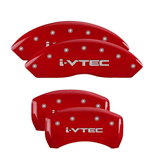 Brake Caliper Covers MGP - Compatible with 2019-2025 Acura RDX (Requires 18"+ Wheels) Powder-Coated Finish, 4 PCS Front and Rear (Red - i-VTEC Engraving)