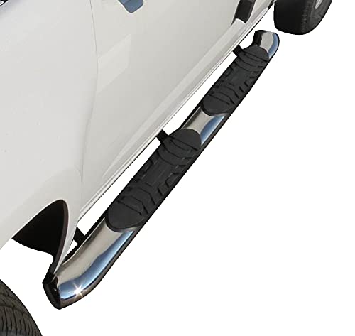TrailFX Truck A7072B Running Boards Fits Ford F-150 Standard Cab 2015-2026 Oval 5 Inch Bent Side Bars with Step Pads Polished Stainless Steel Welded End Caps Rocker Panel Mount