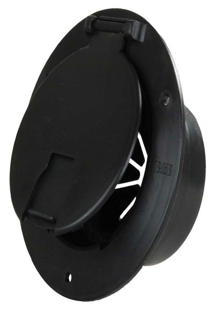 Deluxe Round Electric Cable Hatch B&B Molders, 94330 with Back – Black, UV-Stable Acrylonitrile Construction with Vermin Door, OEM Replacement – Made in USA