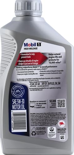 5W-30 Mobil 1 High Mileage Motor Oil - 1 Quart