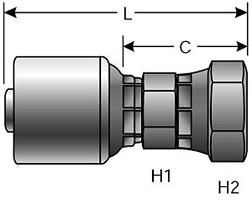 MegaCrimp Gates 16G-16FPX Couplings, Female Pipe Swivel, Zinc Plated Carbon Steel, 4.10", 1" ID (Pack of 35)