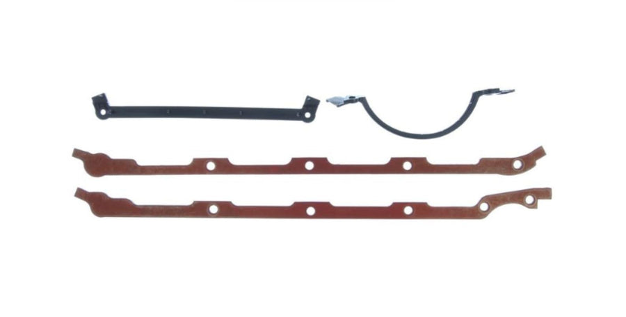 Mahle Oil Pan Gasket OS32513, 0.08 in Thick, Multi-Piece, Steel Core Fiber PTFE Coated, Trimmed Side Rails, Gen 4, Compatible with Big Block Chevy, Kit