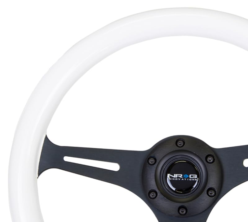 Classic NRG Wood Grain Steering Wheel (350mm) Glow-N-The-Dark Green Grip w/Black 3-Spoke Center